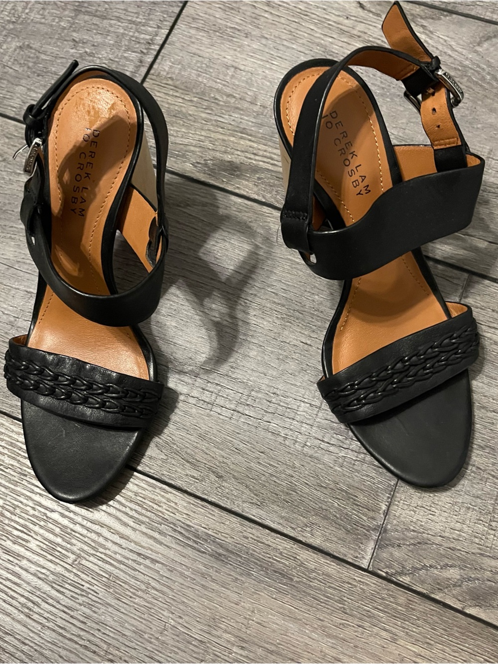 10 Crosby Derek Lam Black Braided Strap Sandals size 6